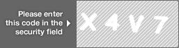 captcha code for visual authentication  letter X number 4 letter V number 7