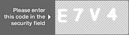 captcha code for visual authentication  letter E number 7 letter V number 4